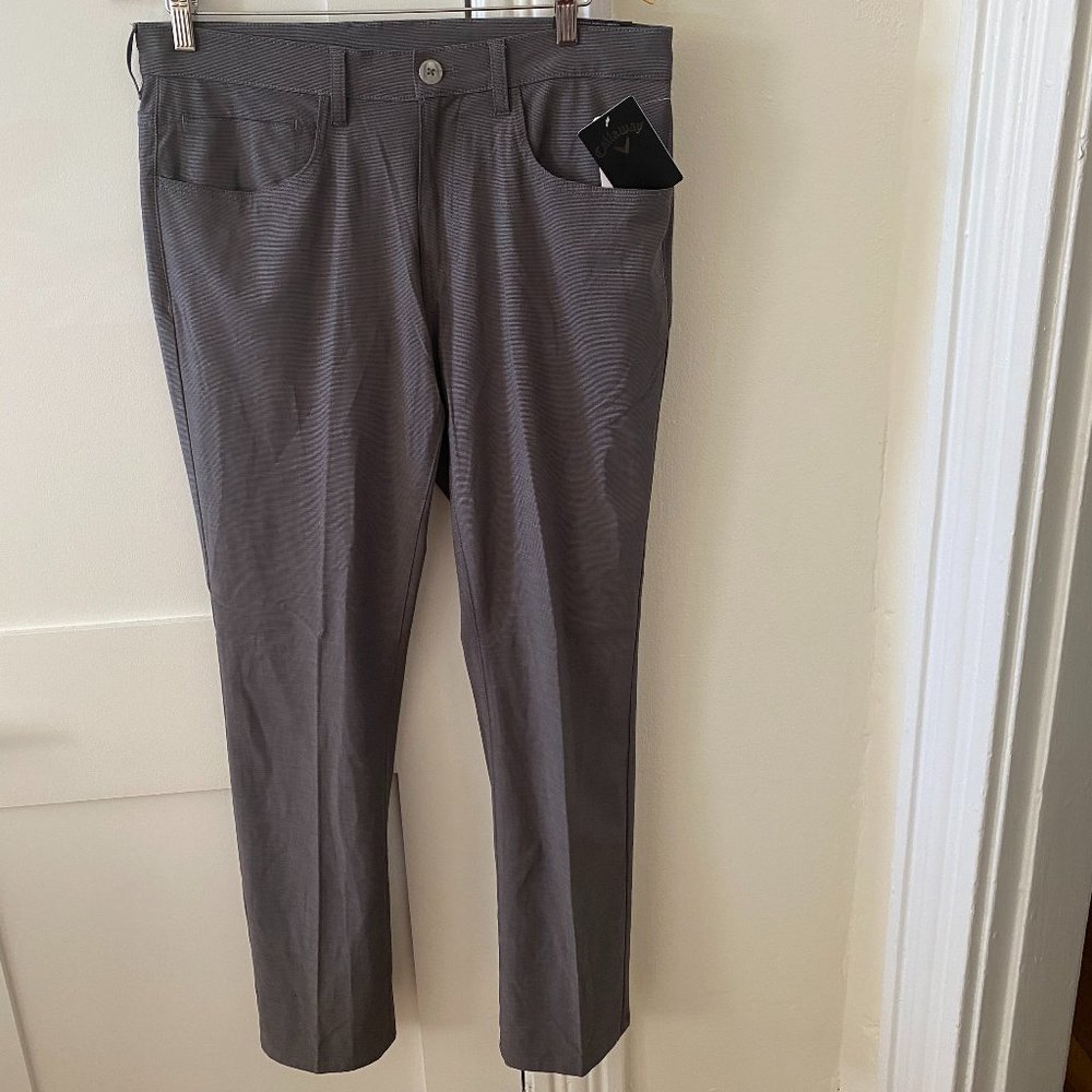 NWT Callaway Men's Opti-Dri Stretch Heather Gray Golf Pants W32 L30 CGBSA0X6
